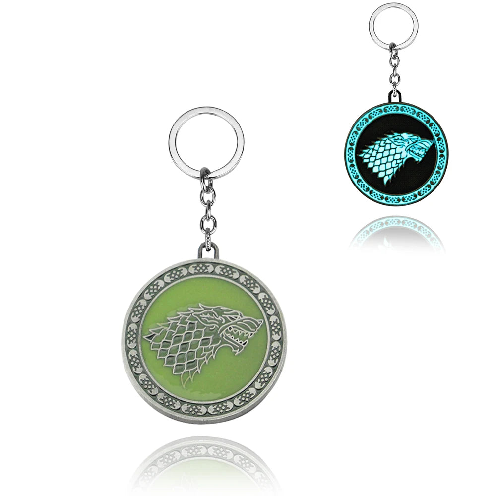 Stark Wolf TV Series Thrones keyrings Winter Is Coming Pendant Necklace Vintage Stark Family 3D Logo Jewelry Souvenir Gift