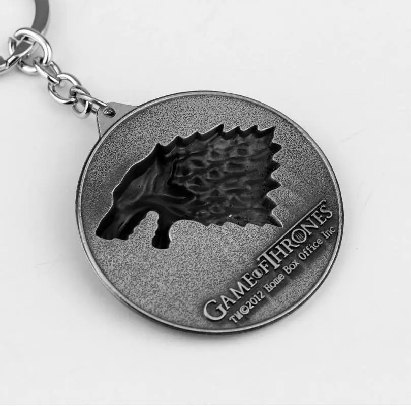 Stark Wolf TV Series Thrones keyrings Winter Is Coming Pendant Necklace Vintage Stark Family 3D Logo Jewelry Souvenir Gift